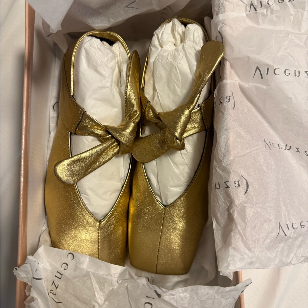 Vicenza ( Anthropologie ) Bow Mary Jane Flats -Gold - Picture 8 of 8